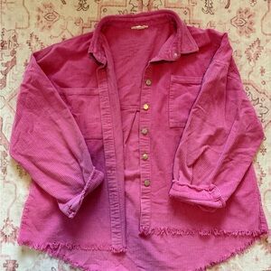 Pink Corduroy Button-Up